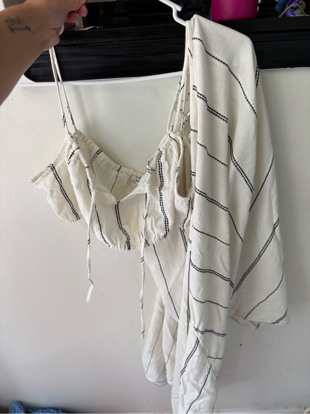 Madewell Cream and Black Striped Skirt Set